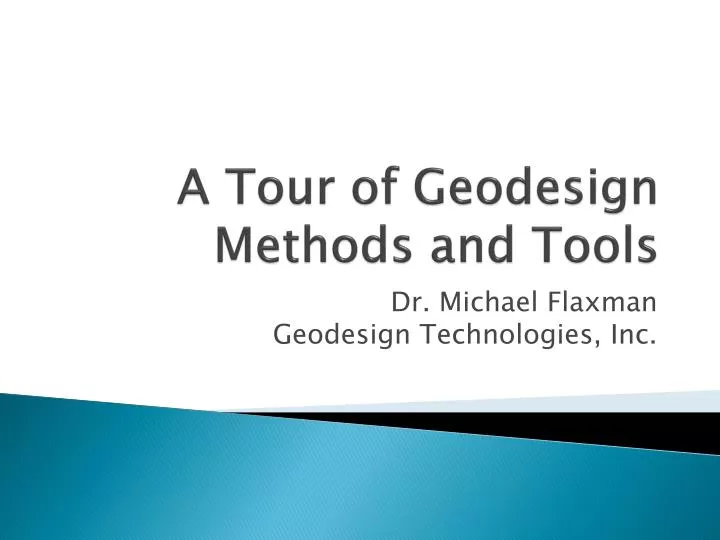 a tour of geodesign methods and tools