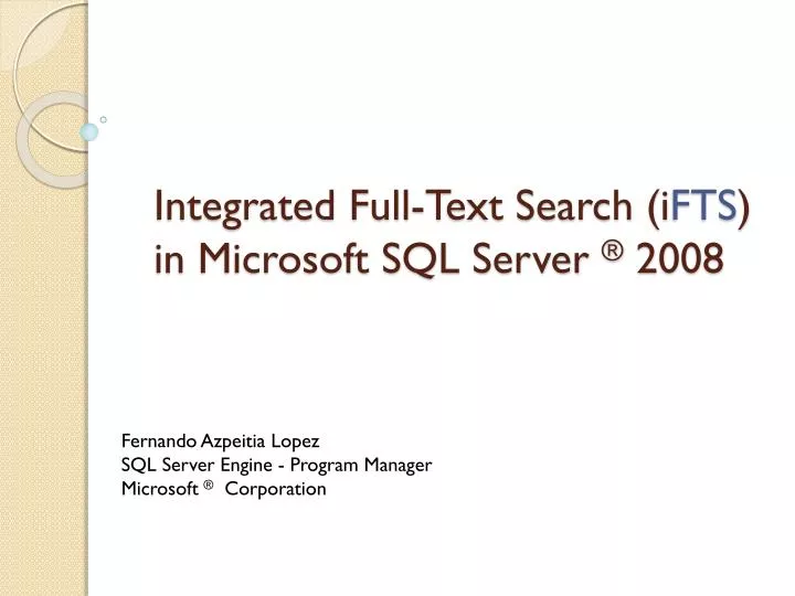 integrated full text search i fts in microsoft sql server 2008