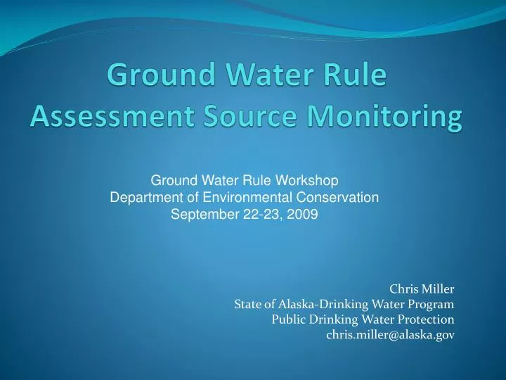 ground water rule assessment source monitoring