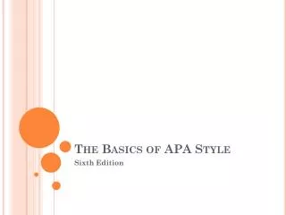 The Basics of APA Style