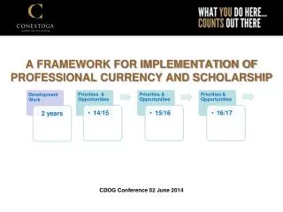 A FRAMEWORK FOR IMPLEMENTATION OF PROFESSIONAL CURRENCY AND SCHOLARSHIP