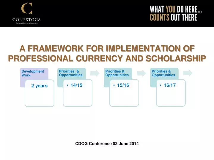 a framework for implementation of professional currency and scholarship