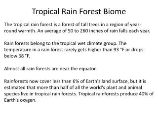 Tropical Rain Forest Biome