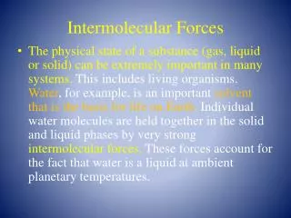 Intermolecular Forces