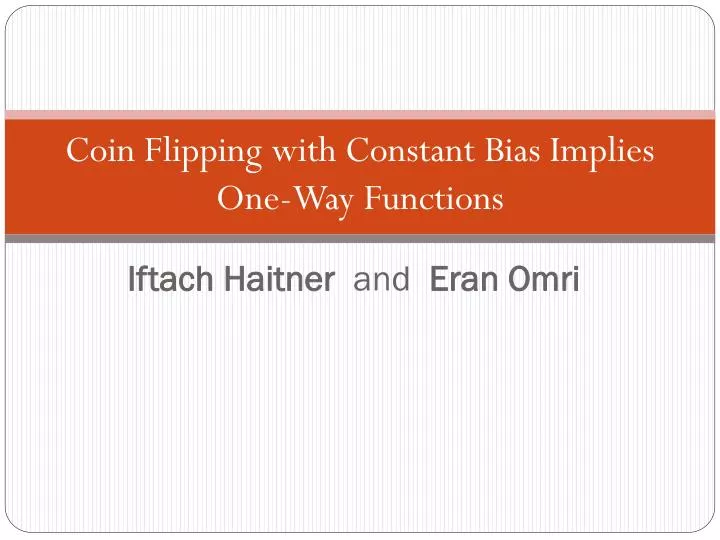 coin flipping with constant bias implies one way functions