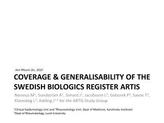 Coverage &amp; generalisability of the swedish biologics register ARTIS