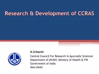 Research &amp; Development of CCRAS