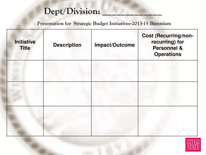 dept division presentation for strategic budget initiatives 2013 15 biennium
