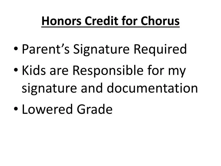 honors credit for chorus
