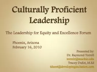 Culturally Proficient Leadership