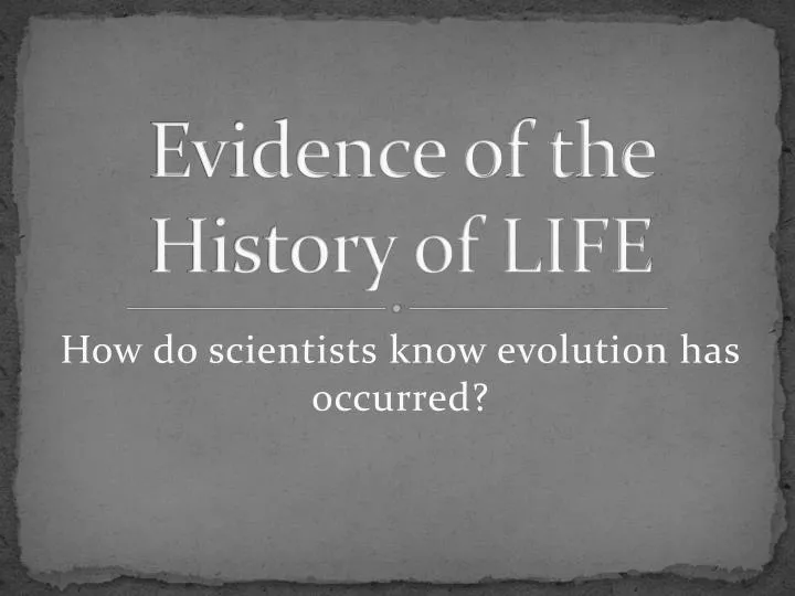 evidence of the history of life