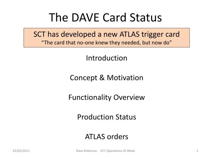 the dave card status