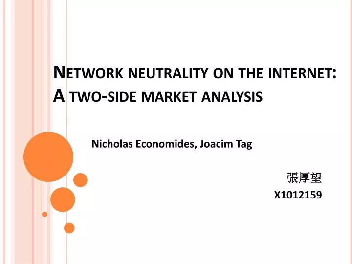 network neutrality on the internet a two side market analysis