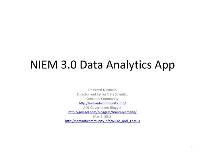 niem 3 0 data analytics app