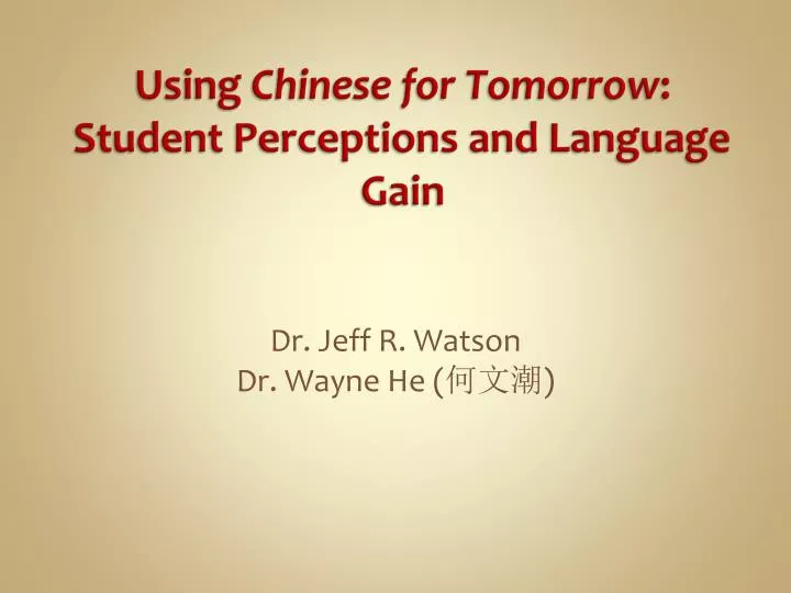 using chinese for tomorrow student perceptions and language gain