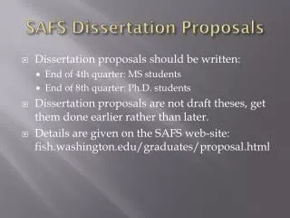 SAFS Dissertation Proposals