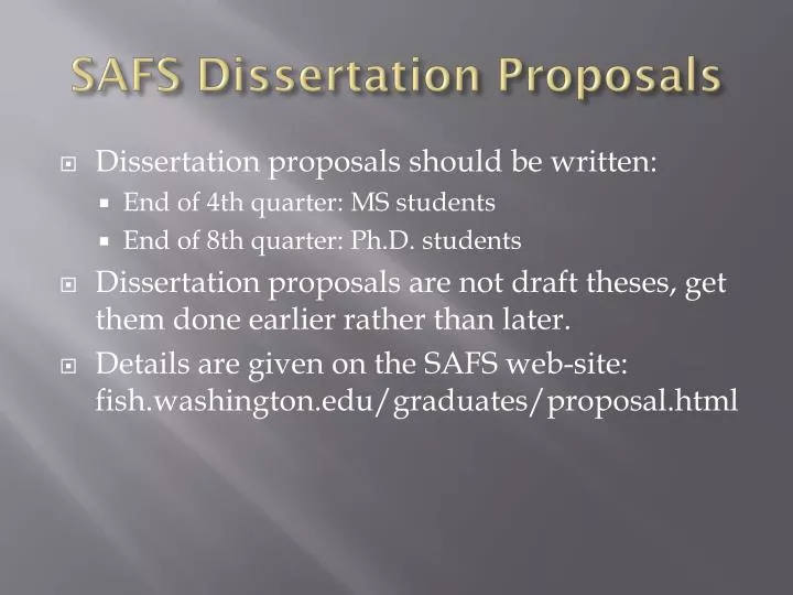 safs dissertation proposals