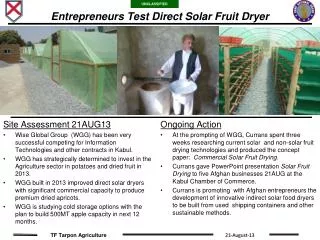 Entrepreneurs Test Direct Solar Fruit Dryer