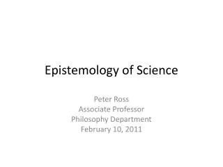Epistemology of Science
