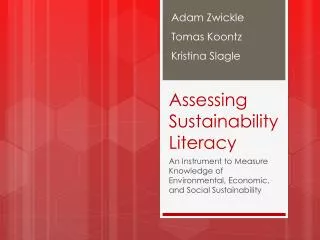 Assessing Sustainability Literacy