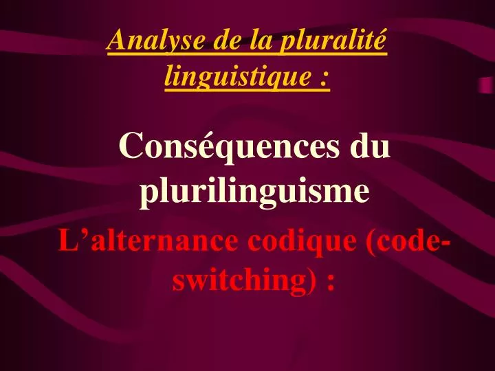 analyse de la pluralit linguistique