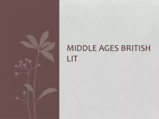 Middle Ages British Lit