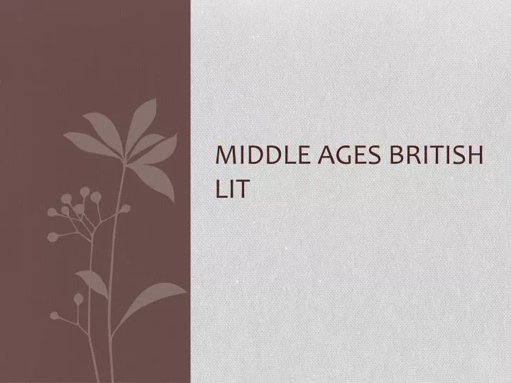 middle ages british lit
