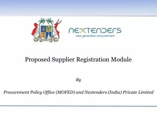 Proposed Supplier Registration Module