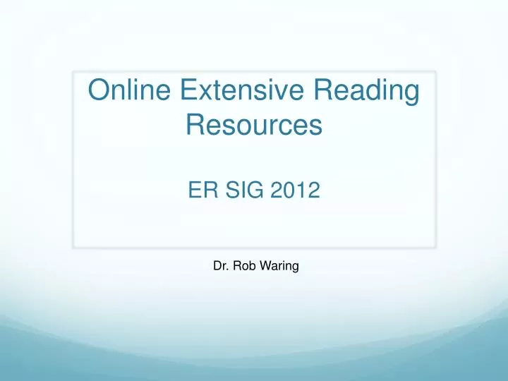 online extensive reading resources er sig 2012