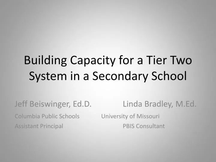 building capacity for a tier two system in a secondary school