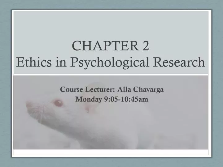 chapter 2 ethics in psychological research