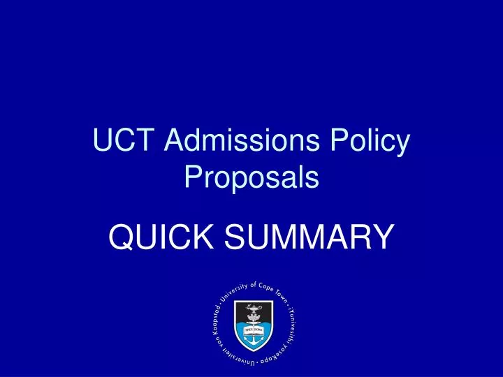 uct admissions policy proposals