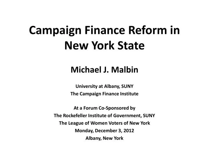 campaign finance reform in new york state