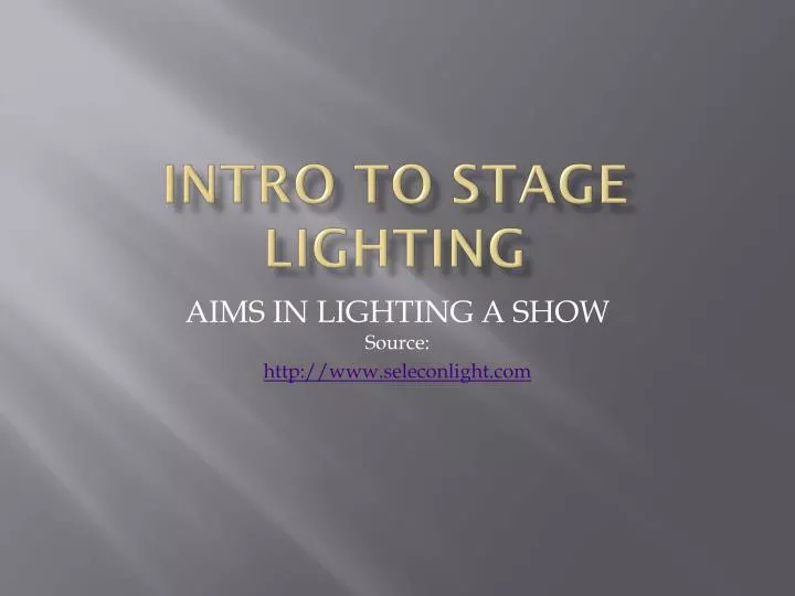 intro to stage lighting