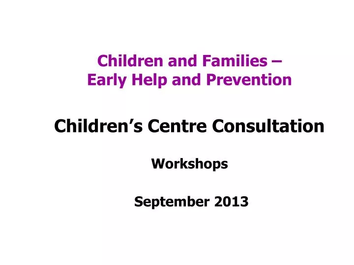 children and families early help and prevention