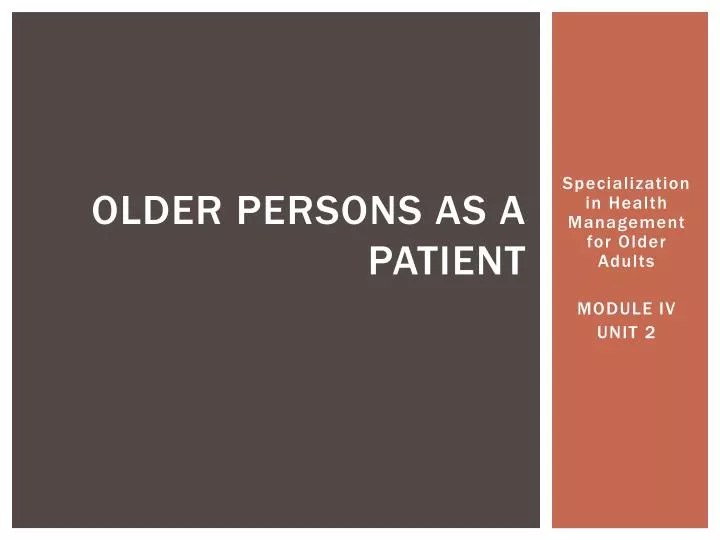 older persons as a patient