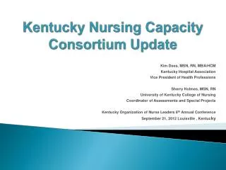 Kentucky Nursing Capacity Consortium Update