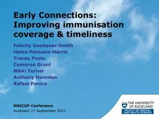 Early Connections: Improving immunisation coverage &amp; timeliness