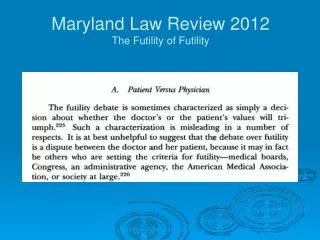 Maryland La w Revie w 2012 The Futility o f Futility