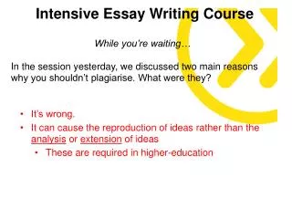 Intensive Essay Writing Course