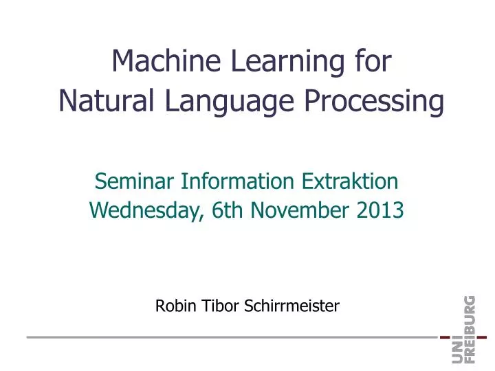 machine learning for natural language processing