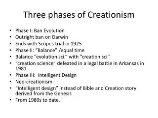 Three phases of Creationism
