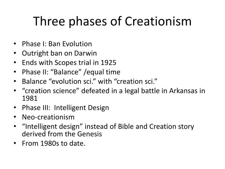 three phases of creationism