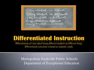 Metropolitan Nashville Public Schools Department of Exceptional Education