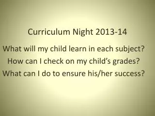 Curriculum Night 2013-14