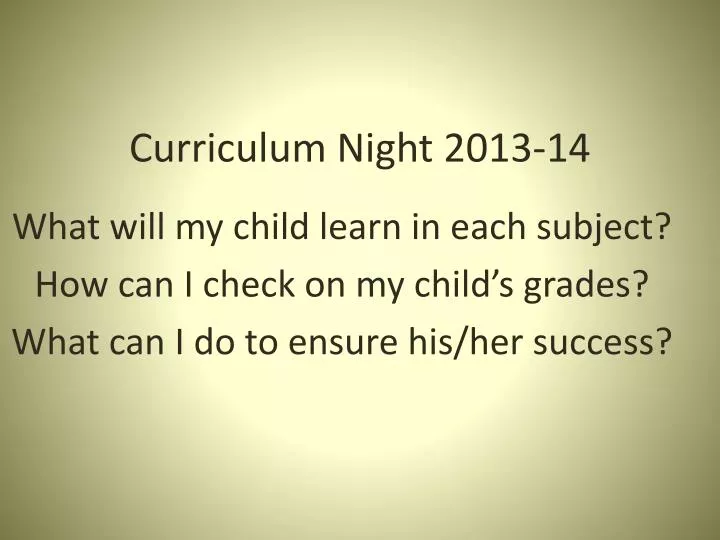curriculum night 2013 14