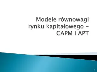 modele r wnowagi rynku kapita owego capm i apt