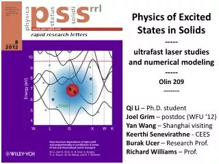Physics of Excited States in Solids ----- ultrafast laser studies and numerical modeling -----