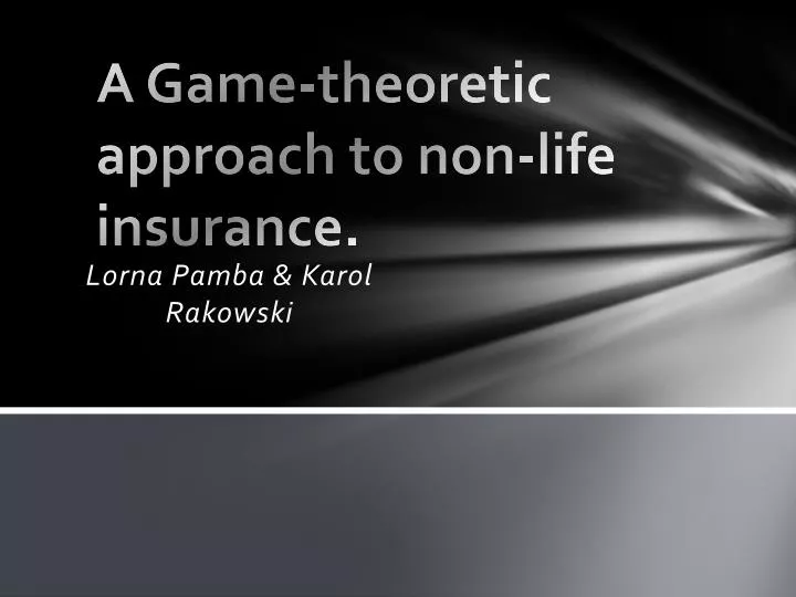 a game theoretic approach to non life insurance