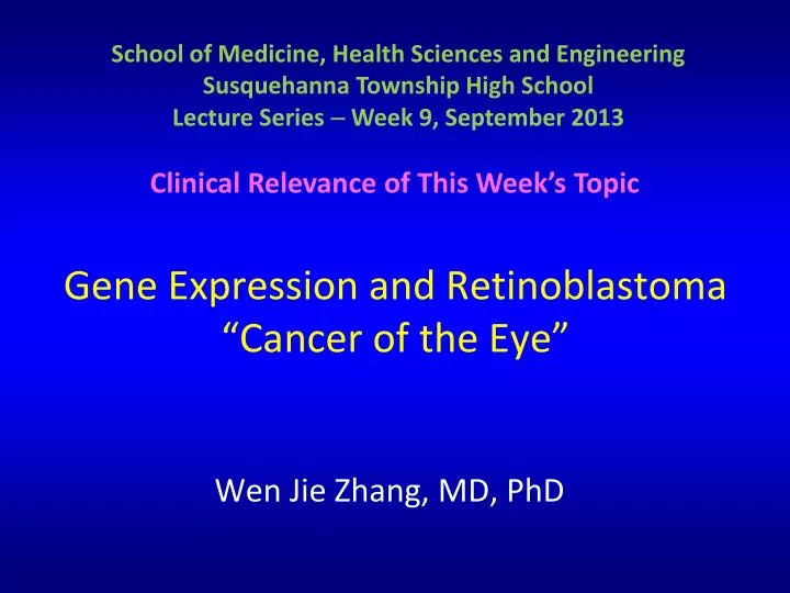 gene expression and retinoblastoma cancer of the eye